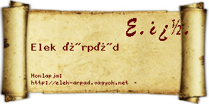 Elek Árpád névjegykártya
